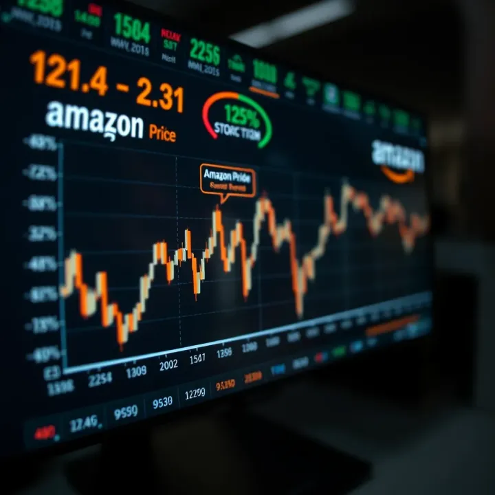 Graph showing Amazon stock price fluctuations over recent months with highlighted key events