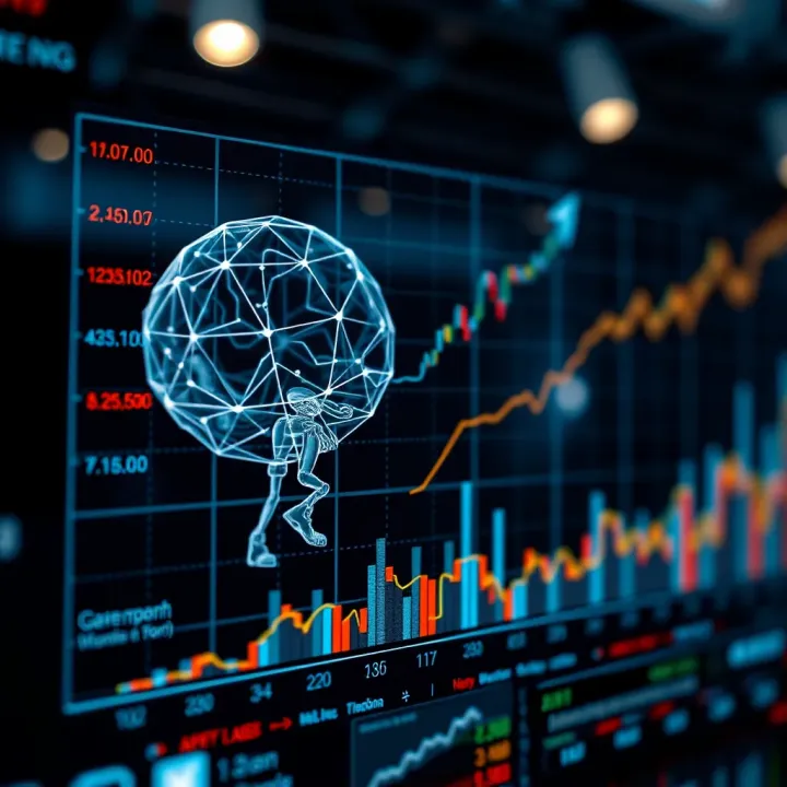 Machine Learning Innovations and Financial Impact Illustration of machine learning concepts and financial growth charts