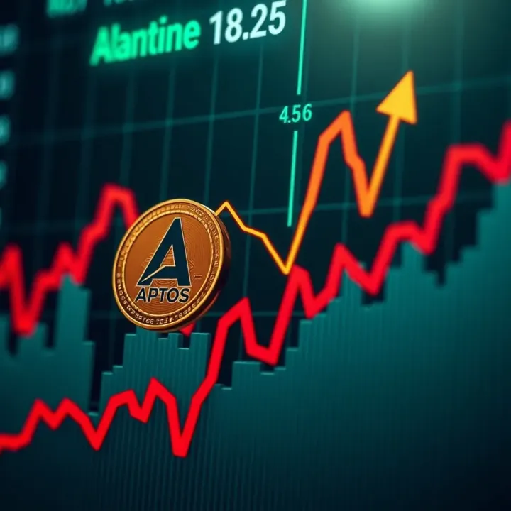 Graph showing upward and downward trends in cryptocurrency market for Aptos token