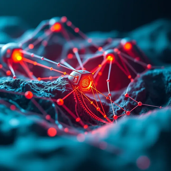 Visual representation of Avalanche’s consensus mechanism with interconnected nodes validating transactions rapidly