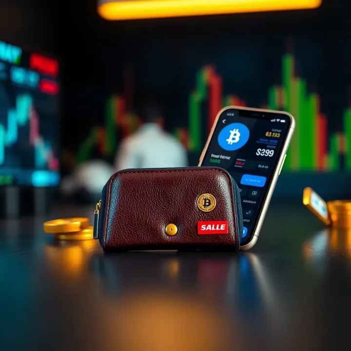 Illustration of a digital wallet connected to a trading app symbolizing zero initial investment