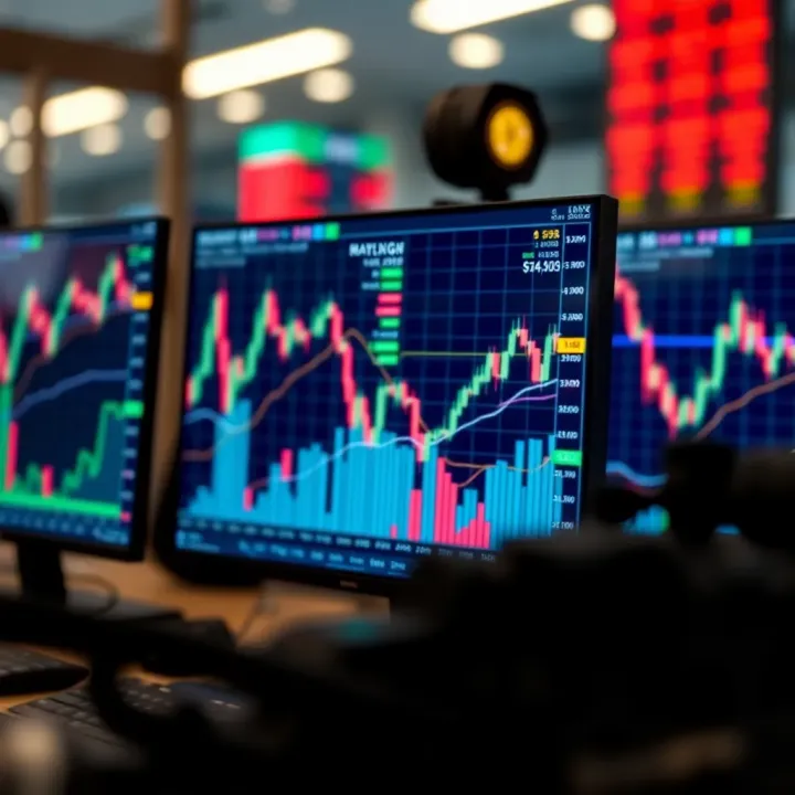 Illustration of digital financial charts showing binary options trading trends and analytics