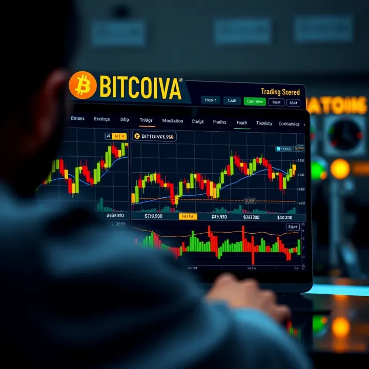User interface of Bitcoiva exchange displaying cryptocurrency trading charts and market data
