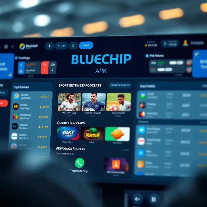 Bluechip APK user interface displaying sports betting options and game selections