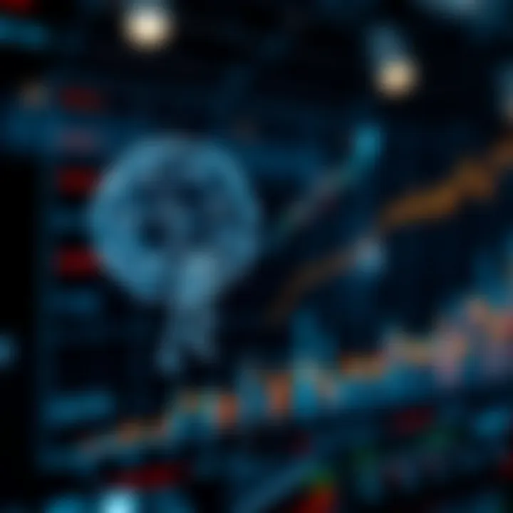 Illustration of machine learning concepts and financial growth charts