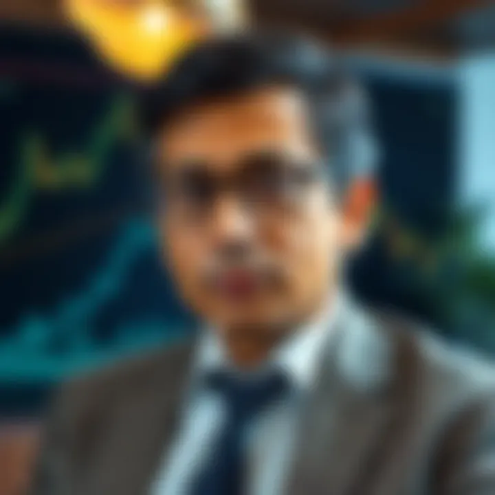 Portrait of Aswath Damodaran with financial graphs and valuation charts in the background