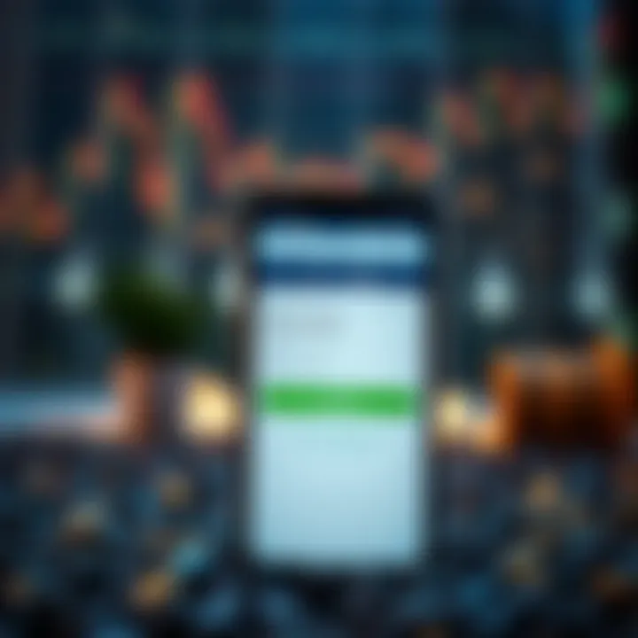 Illustration of a mobile phone showing account setup completion for trading