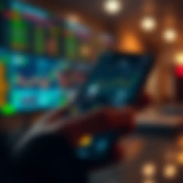 Mobile screen displaying key features of a trusted trading application with charts and security icons