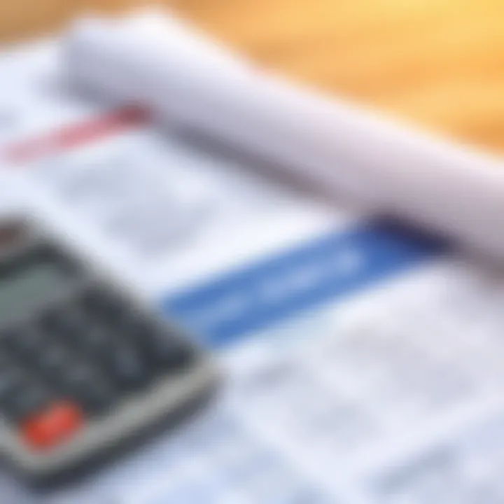 Financial documents and calculator representing loan options and interest rates