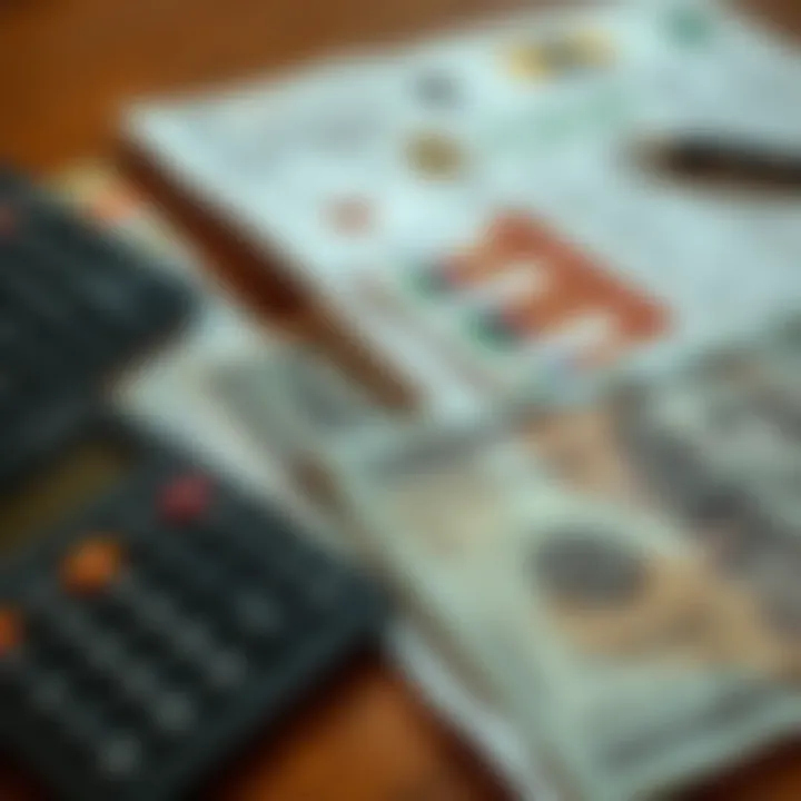 Currency conversion process showing US dollars and Indian rupee notes alongside a calculator and financial documents