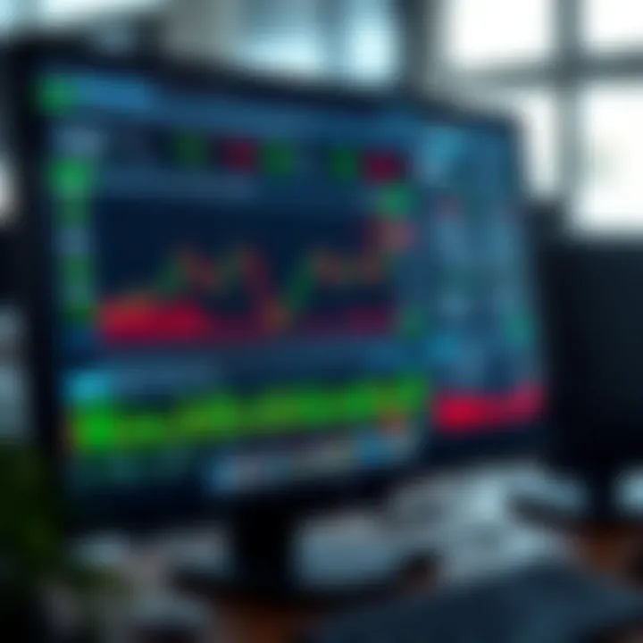 Computer screen displaying a demo trading platform interface with financial instruments and virtual balance