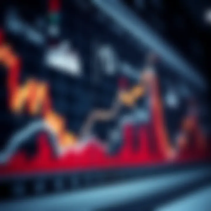 Graph showing upward trend with stock market symbols and analytics icons