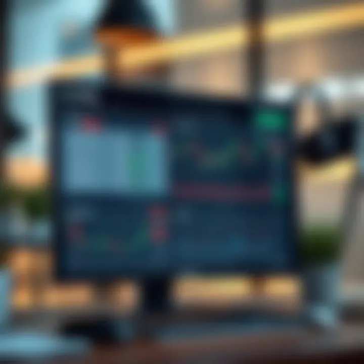 Computer desktop displaying the Exness trading platform interface with charts and trading options