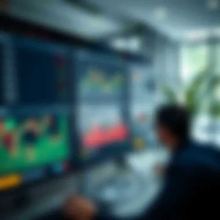 Screenshot of a virtual trading platform dashboard displaying stock charts and portfolio performance
