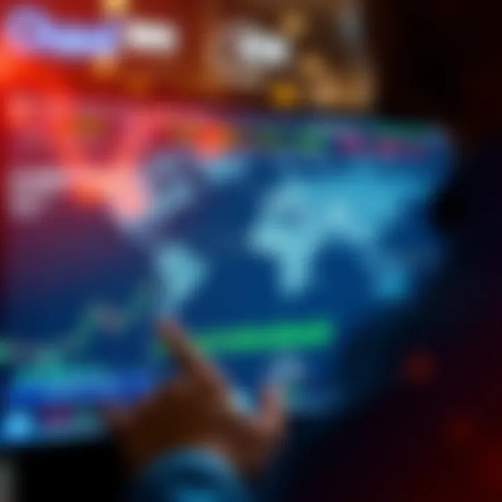 Analyzing International Stocks with Regulatory Insights Illustration of a user analyzing international stock options with currency symbols and regulatory icons around the screen