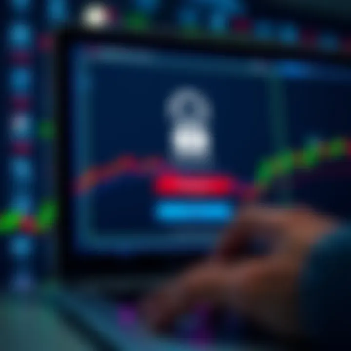 Secure login screen illustrating password recovery on an online trading platform