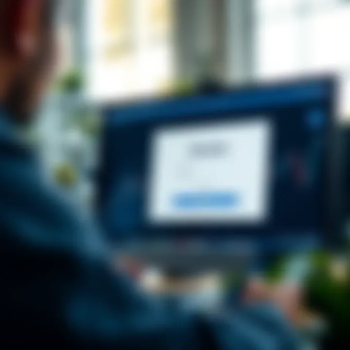 User interface displaying Quotex login page with input fields for username and password on a computer screen