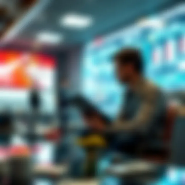 Illustration of business strategy elements including innovation, sustainability, and technology integration