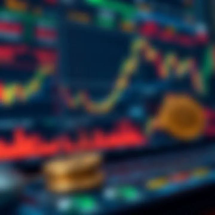 Digital interface displaying various cryptocurrency trading charts and analytics