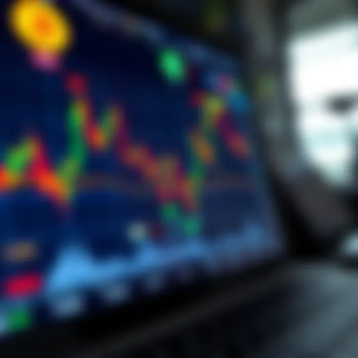Digital interface showing cryptocurrency trading charts and Indian currency symbols