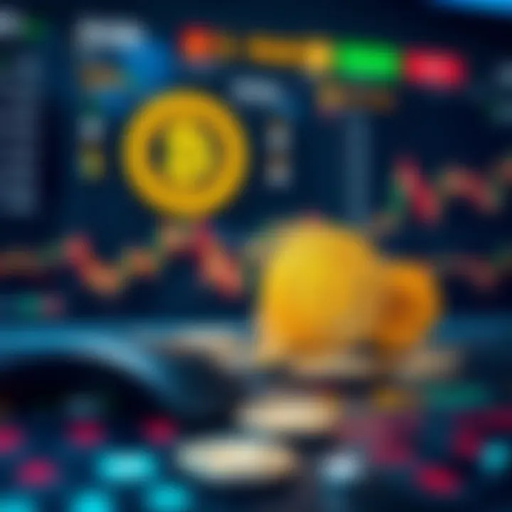 Conceptual illustration of risk-free crypto trading with virtual tokens and a secure trading environment