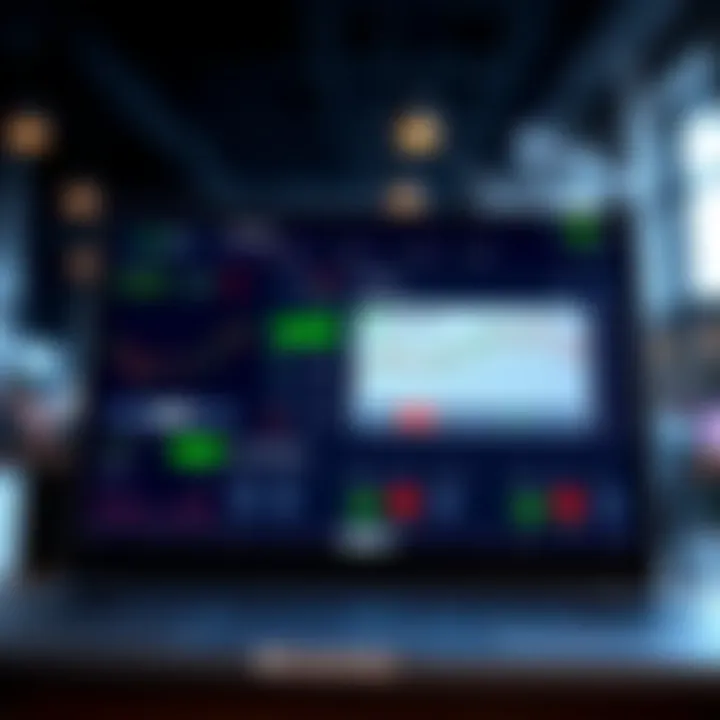 Virtual Portfolio and Trading Platform Overview Illustration of a digital platform displaying virtual portfolio performance and trade options