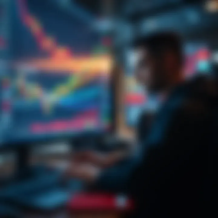 Analyzing Forex Market Trends Using Trading Simulator Tools Graphical representation of a trader analyzing forex market trends on a digital chart