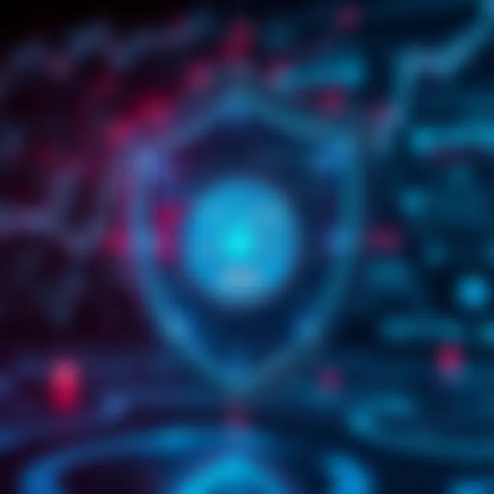 Digital shield symbolizing data protection and cybersecurity measures