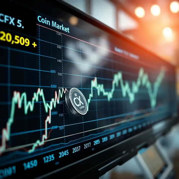 Graph showing fluctuations and trends in CFX coin value over time