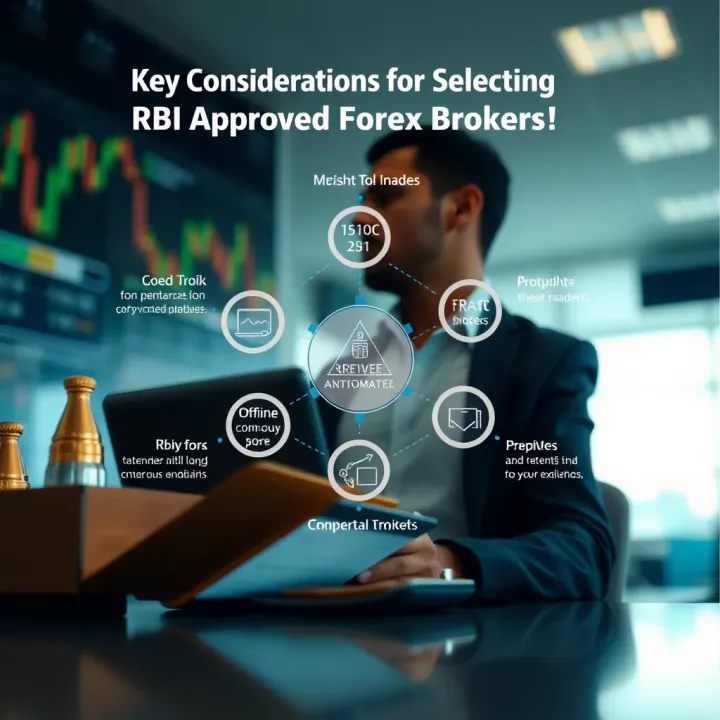 Key Considerations for Selecting RBI Approved Forex Brokers Graphic illustrating key factors for traders when selecting RBI approved forex brokers