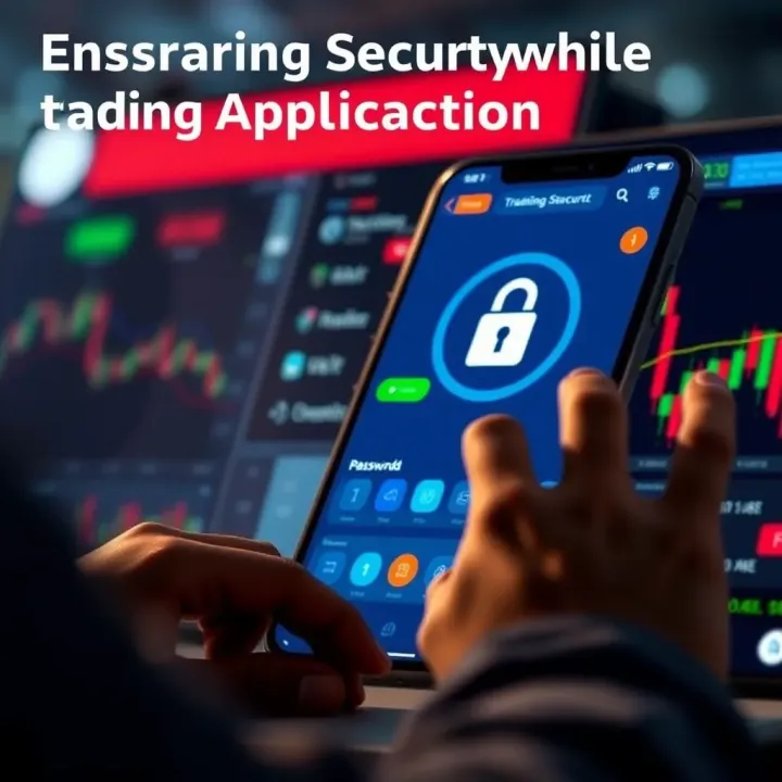 Ensuring Security While Using Trading Applications User navigating a secure trading app interface with password and security icons