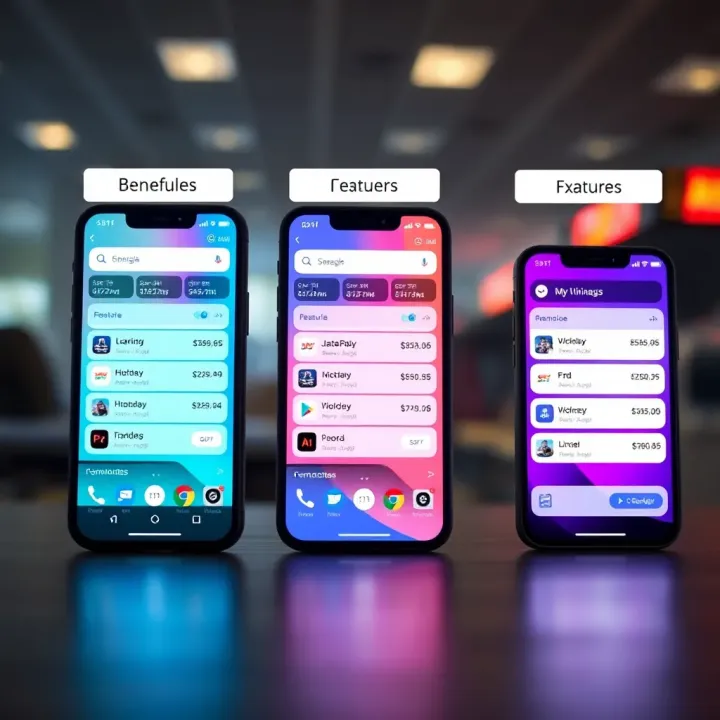 Visual comparison of the app alongside similar applications with feature icons