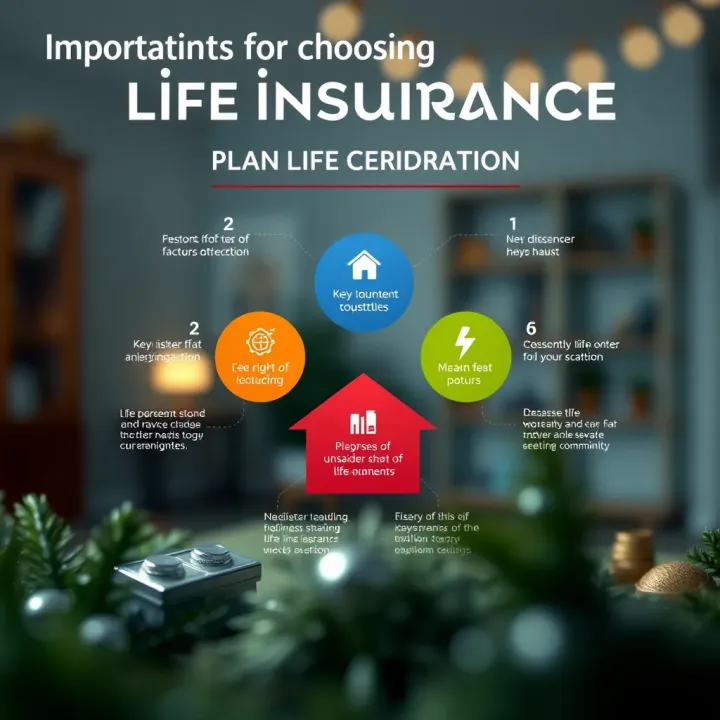 Infographic showing key factors to consider when selecting a life insurance plan