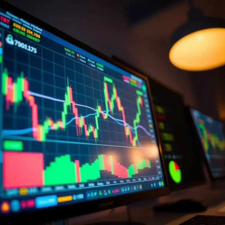 Illustration of a digital trading platform displaying forex and CFD charts