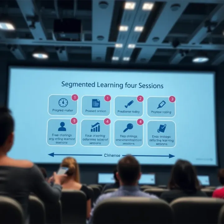Diagram showing segmented learning framework with four distinct interactive educational sessions