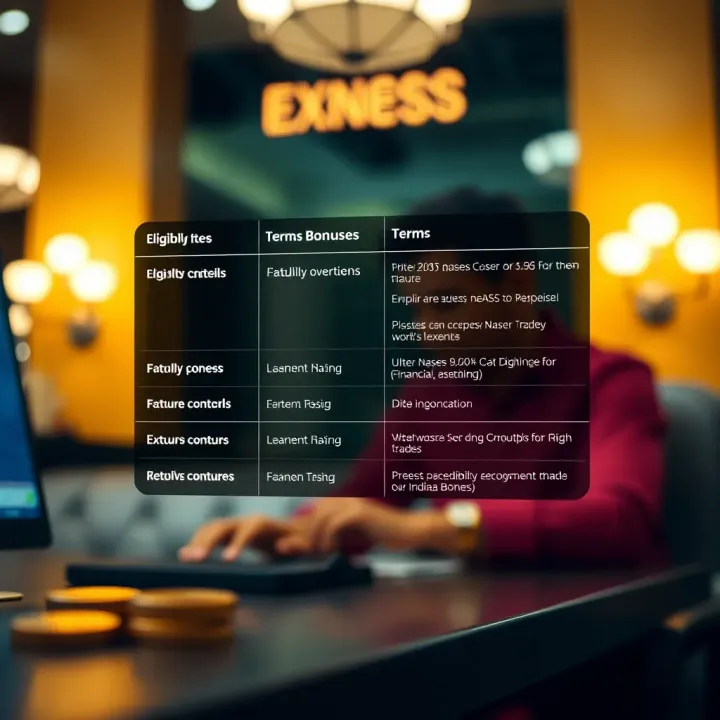 Visual guide showing eligibility criteria and key terms for accessing Exness bonuses in India
