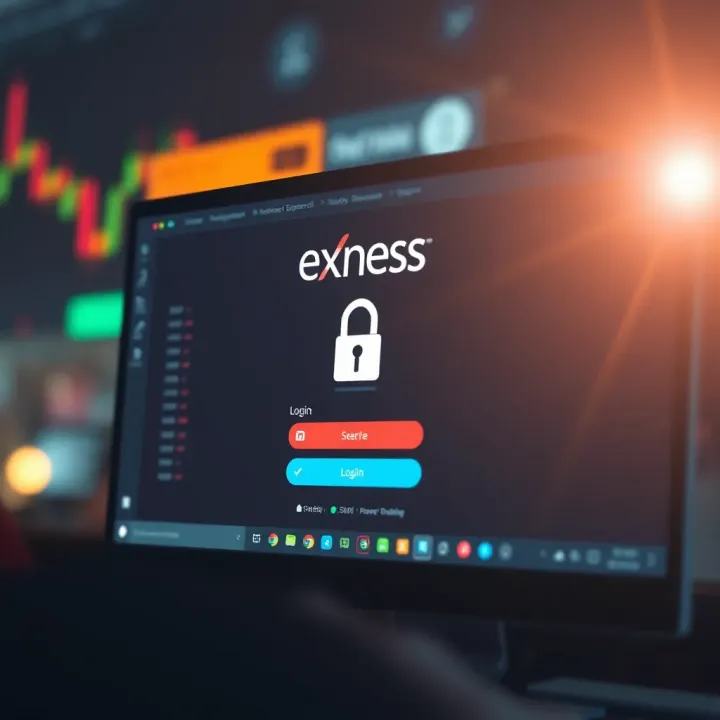 Secure login screen of Exness showing encryption and security features for safe trading