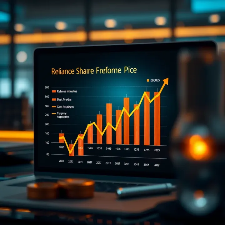 Key Influences on the Future Share Price of Reliance Industries Graph illustrating key factors influencing the share price of Reliance Industries including market trends and company performance