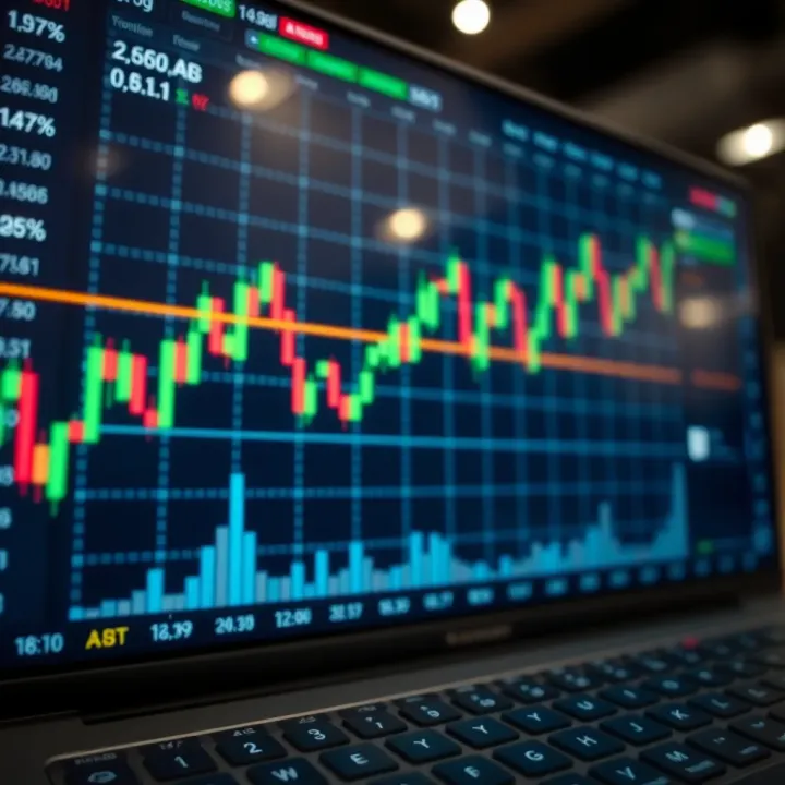 Graph showing currency pair trends on a digital trading platform