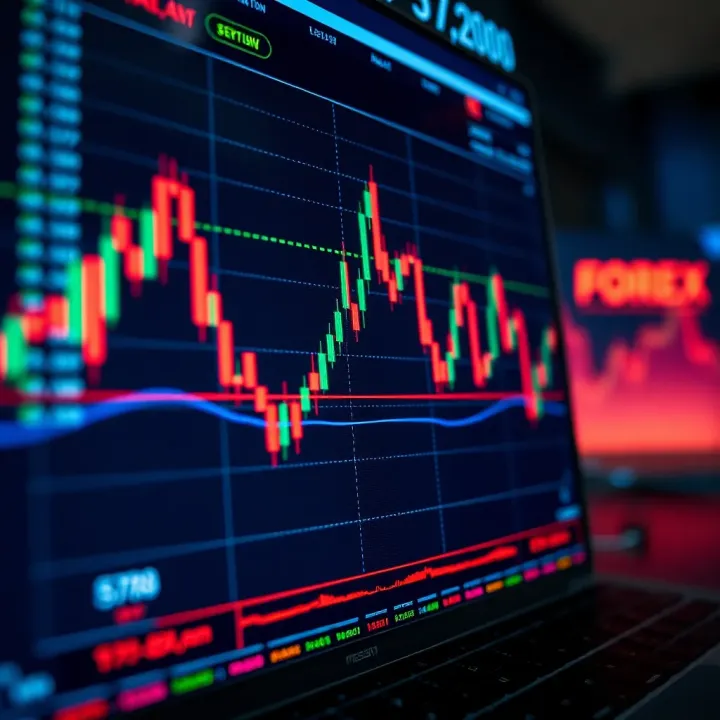 Graph showing currency pairs fluctuations on a digital trading platform
