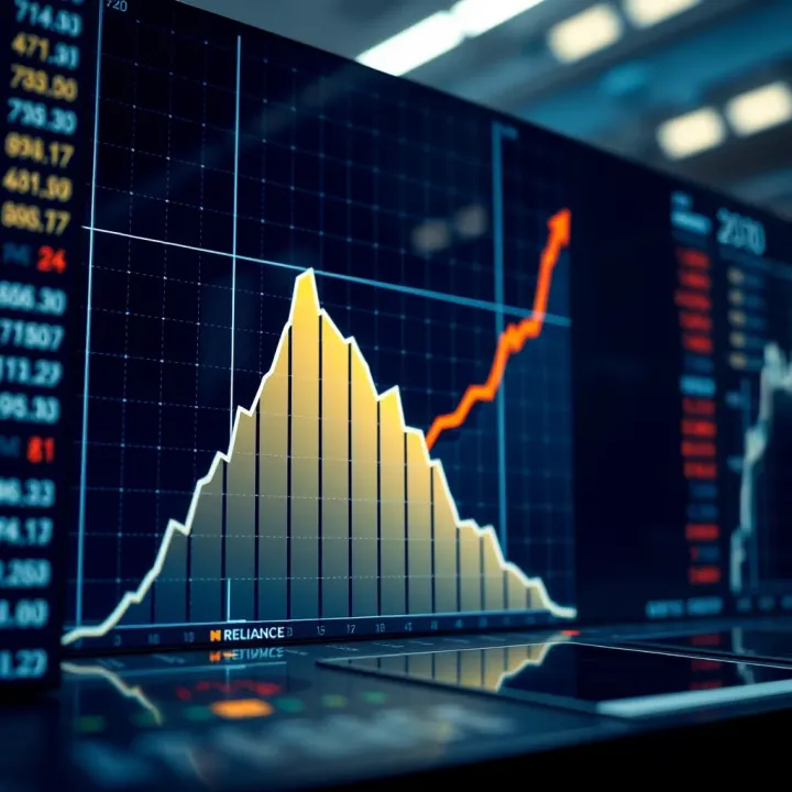 Graph showing projected upward trend of a corporate stock price