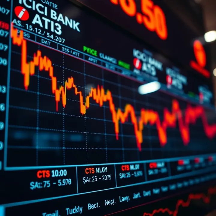 Graph showing real-time price fluctuations of ICICI Bank American Depository Receipts in global markets