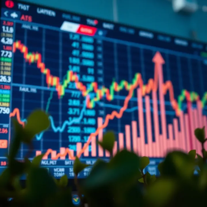 Graph showing upward trend in currency trading values with forex charts in the background
