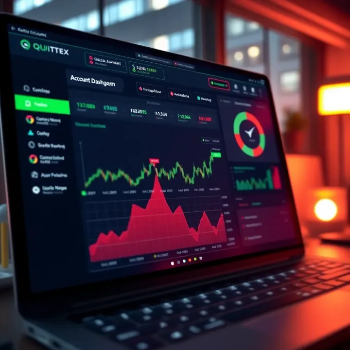 Secure account dashboard showcasing key features after successful login on Quotex platform