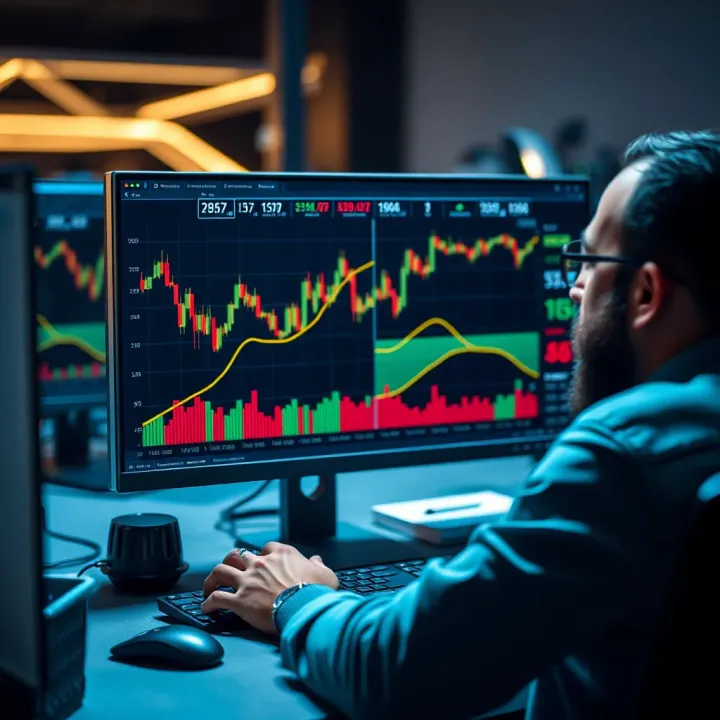 Using Quotex Trading Features on PC User navigating trading charts and tools on Quotex platform using a desktop computer