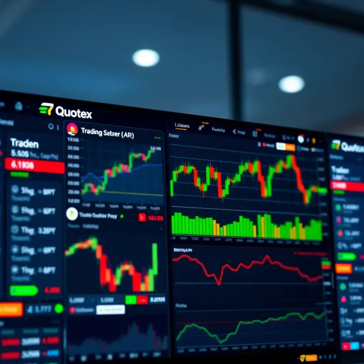 User interface displaying various trading options and charts on Quotex platform