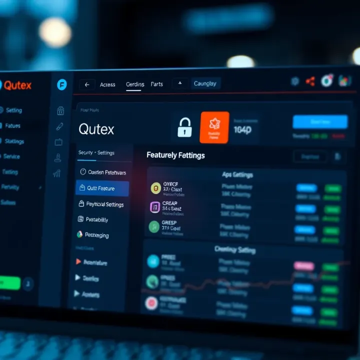 Dashboard displaying Qutex platform features and security options for enhanced user experience