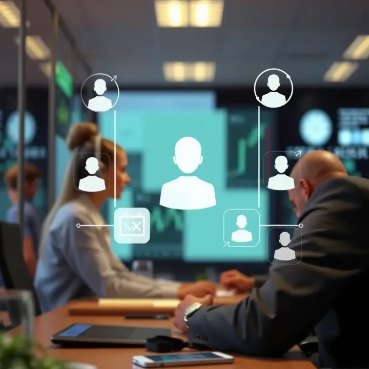 Illustration of customer support service with communication icons