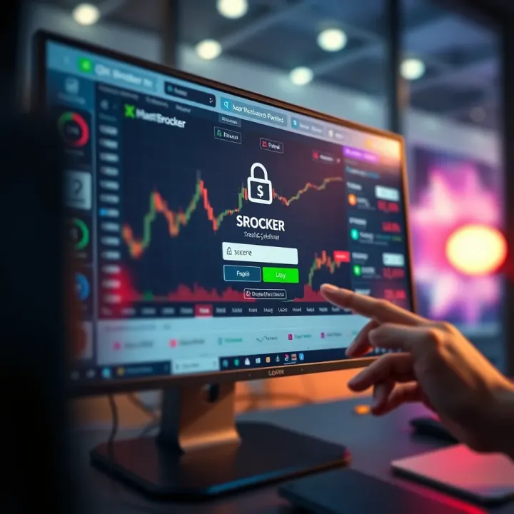 User entering credentials on a secure trading platform login screen
