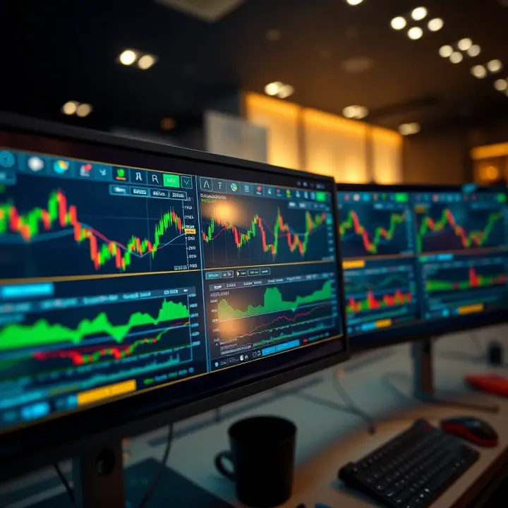 Dashboard displaying various trading charts and market data on QX Broker.com platform